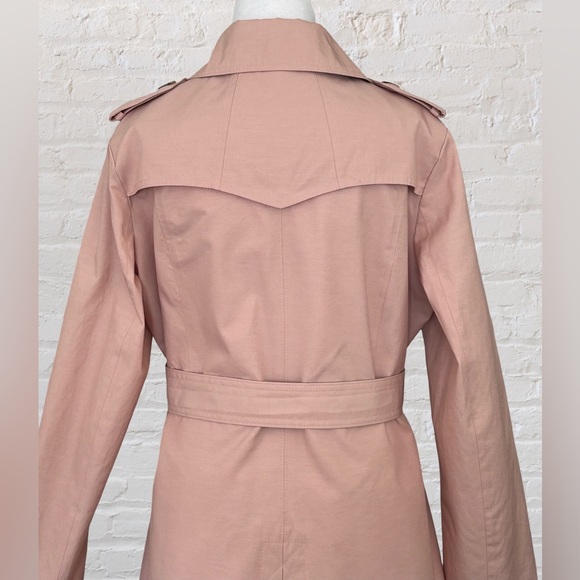 Sam Edelman Pink Belted Trench Coat Sz L Old Money Quiet Luxury Soft Girl Era - Picture 8 of 13